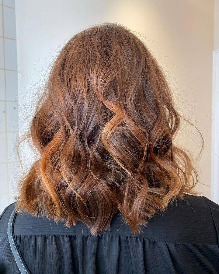 balayage cuivré cheveux bruns